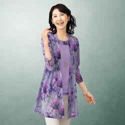 花柄ロングカットソーアンサンブル