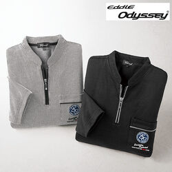 エディ・オデッセイ 刺しゅう使い7分袖ジップシャツ2色組