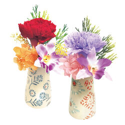 ♛°人気の蓮シングル仏花♤° ボリューミーなコンパクトサイズ ♬ 花器付き♪ Amazon｜山久 造花 仏花 ハスの花束一対 ピンク 約50cm シルク