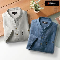 ピエルッチ 7分袖スラブシャツ2色組