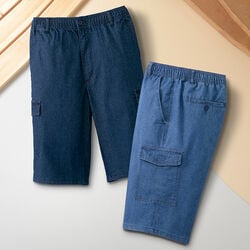 ストレッチデニムハーフパンツ2色組