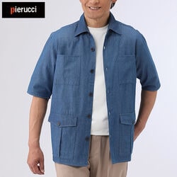 ピエルッチ 6ポケットデニム5分袖シャツジャケット