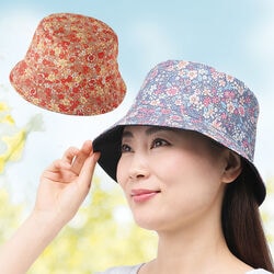 小花柄リバーシブル帽子