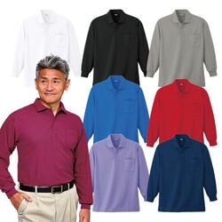 色・サイズ豊富 オールシーズン着回し長袖ポロシャツ