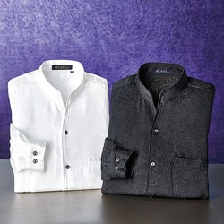 日本製ちりめんジャカード織エレガントシャツ