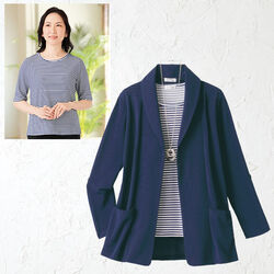 へちま衿ジャケットボーダーアンサンブル