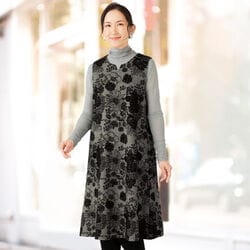 花柄ジャカードロングベスト