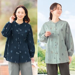 インド綿花柄刺しゅうブラウス