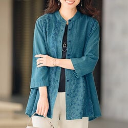 刺しゅう使いロングジャケット