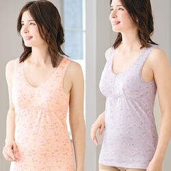 綿100花柄カップ付インナー