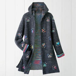 ネコ柄ニットロングカーディガン