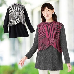 重ね着風幾何柄チュニック