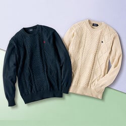 ポロ・ビーシーエス これぞ正統派！ケーブルニット