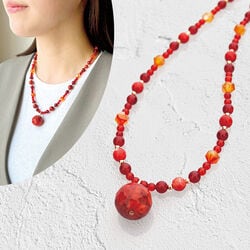 イソバナ珊瑚ペンダントネックレス