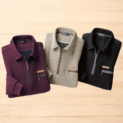 ヴァレーゼ・ウォモ ミックス調ジップアップポロシャツ3色組