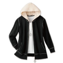 ステッチ風デザインフード付ブルゾン