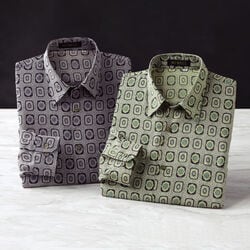 日本製 タイル柄エレガントシャツ