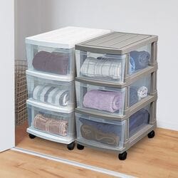 キャスター付3段チェスト