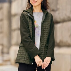 キルト切替カットソーコート