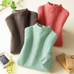 衿元ケーブル使いチュニック3色組