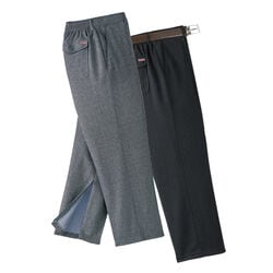 スラックス風！裏起毛裾ファスナー付暖かパンツ