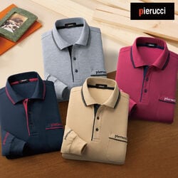 ピエルッチ 裏起毛長袖ポロシャツ4色組