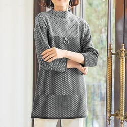 ジャカード配色切替ニットチュニック