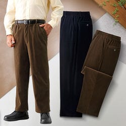 コーデュロイ裏フリース楽々パンツ2色組