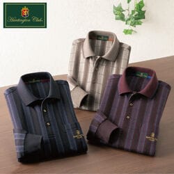 ハンティントン・クラブ ストライプ柄ジャカードポロシャツ3色組