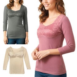 FTY綿混ソフトカップ付8分袖インナー3色組