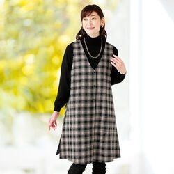 チェック柄ロングベスト