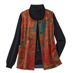 和調柄裏起毛ベスト