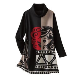 お洒落なパネルプリントチュニック