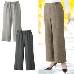 尾州織ウール混裏地付ワイドパンツ