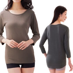 肌にやさしい綿ガーゼインナー7分袖 2色組