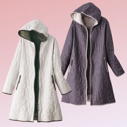 配色トリミング使い星柄キルト中わたコート