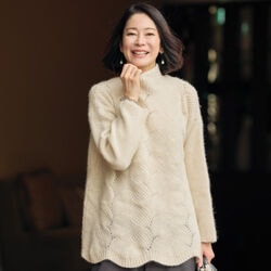 フォックス混リーフ柄プルオーバー