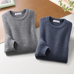 エムアイジェイ 日本製編柄クルーネックセーター