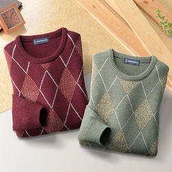 ウェザーコック ダイヤ柄クルーセーター