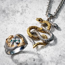 双蛇エレガントリング&ネックレスセット