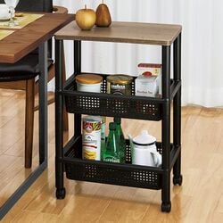 キャスター付木製天板ワゴン