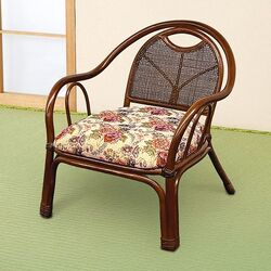 持ち運びらくらく肘付籐座椅子