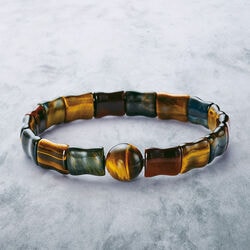 虎目石プレートブレス大玉入り