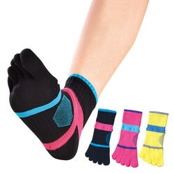 メッシュ編み5本指Wサポートソックス3色6足組