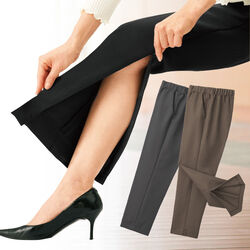 裾ファスナーひざ出しらくらくパンツ