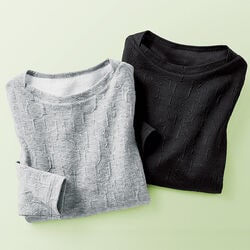 日本製アルファベット柄ジャカードプルオーバー2色組