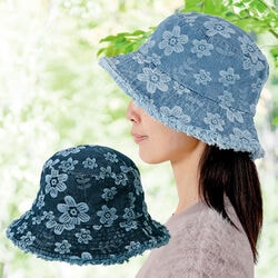 デニム花柄ジャカードハット