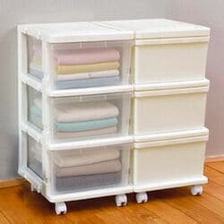 キャスター付組立簡単3段チェスト