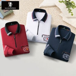 サルーン・エクスプレス 刺しゅう入ハーフジップポロシャツ3色組