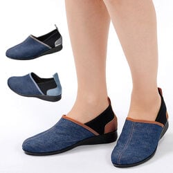 岡山産デニムのやわらか配色シューズ